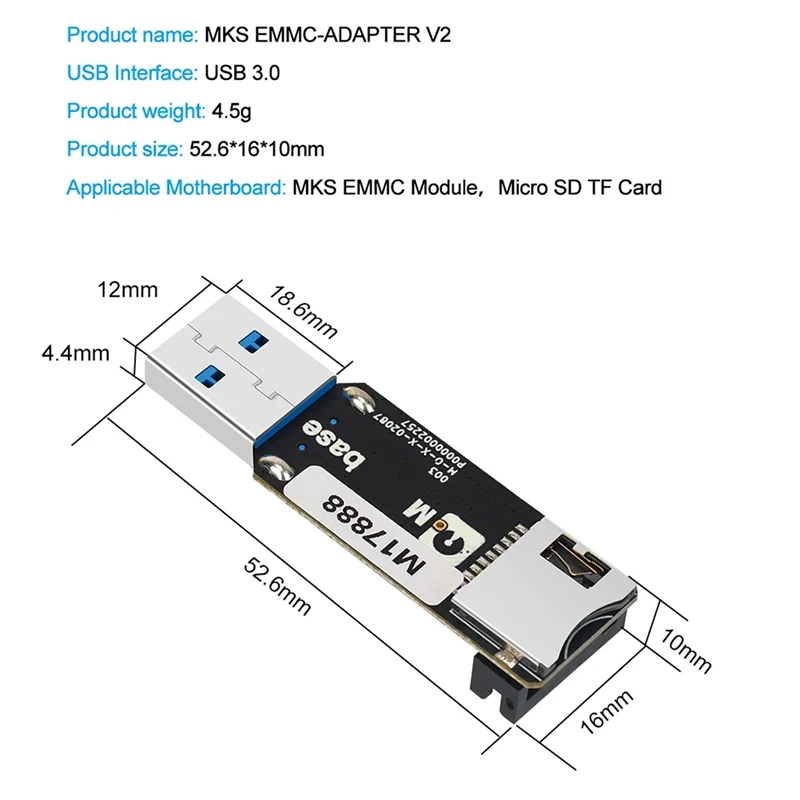 For MKS EMMC-ADAPTER V2 USB 3.0 Card Reader For MKS EMMC Module Micro-SD TF Card MKS Pi MKS SKIPR Spare Parts Parts