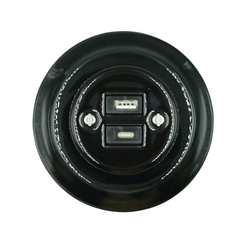 

Домашний декор, винтажный ретро-фарфоровый монтаж для скрытого монтажа, USB A + разъем для зарядки типа C