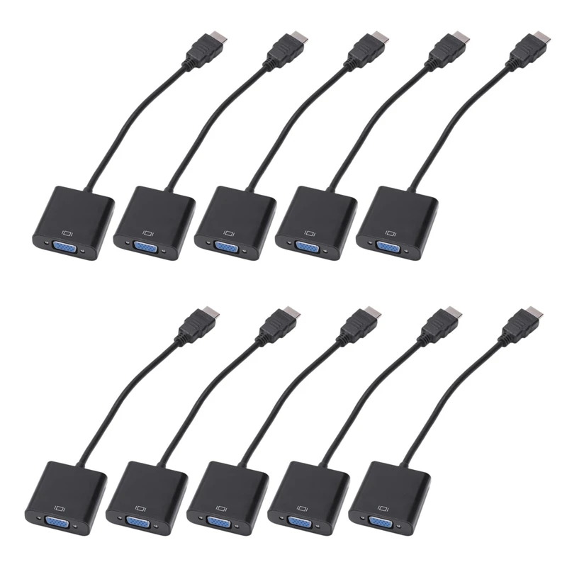 10X  To VGA  Male To VGA RGB Female Video Converter Adapter Male To Female Cable 1080P For PC Converter(Black)