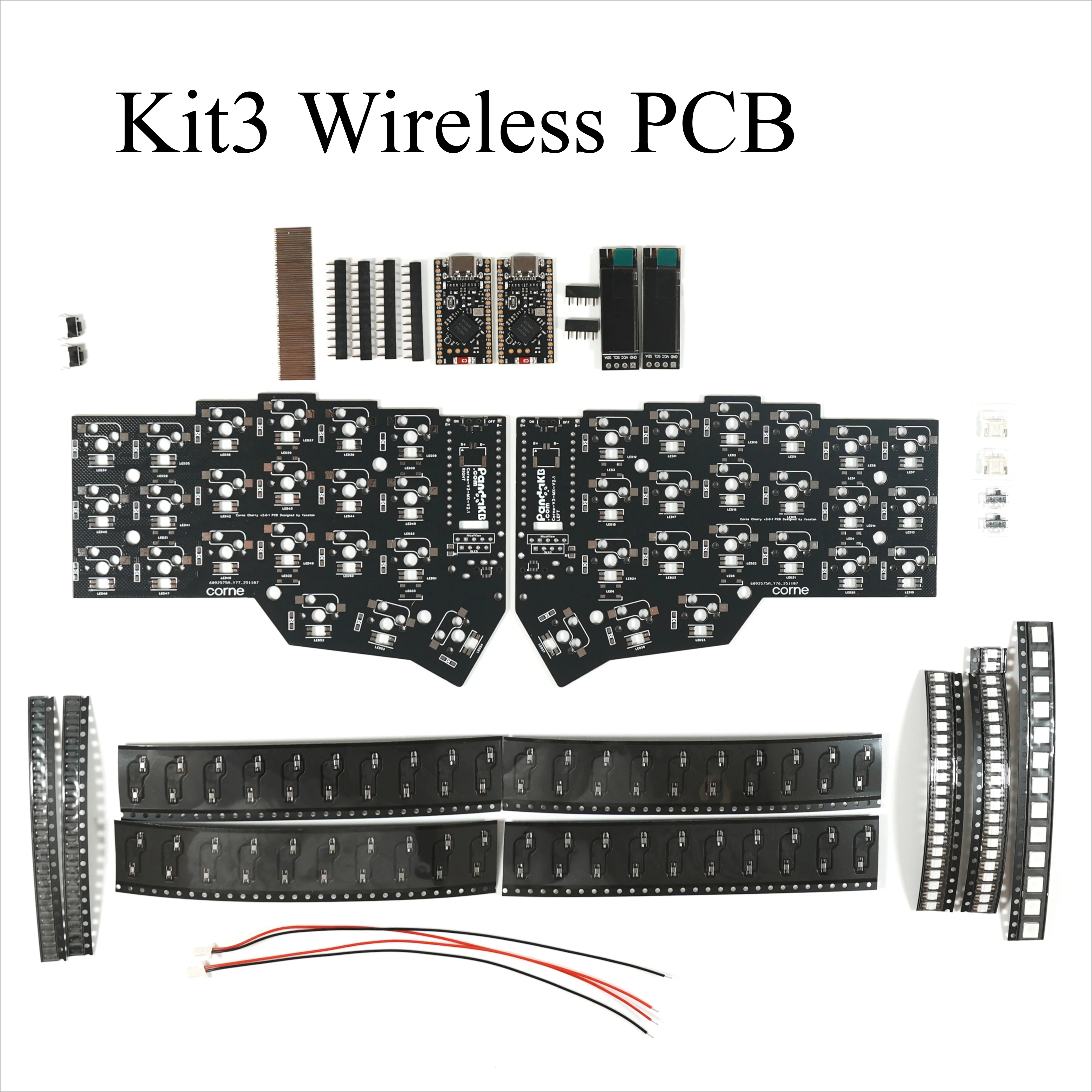 Split Keyboard Custom Crkbd Corne V3 Hotswap PCB Kit for Mx Switch Wired or Bluetooth Wireless (PCB Not Prebuild)