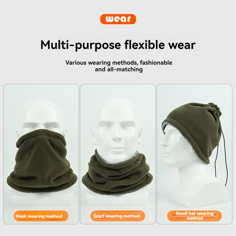 GETINFIT 1 قطعة قناع الدفء الشتوي طبقة مزدوجة سميكة يندبروف ودرجة الحرارة قفل سحب حبل قابل للتعديل وشاح مقاوم للبرد