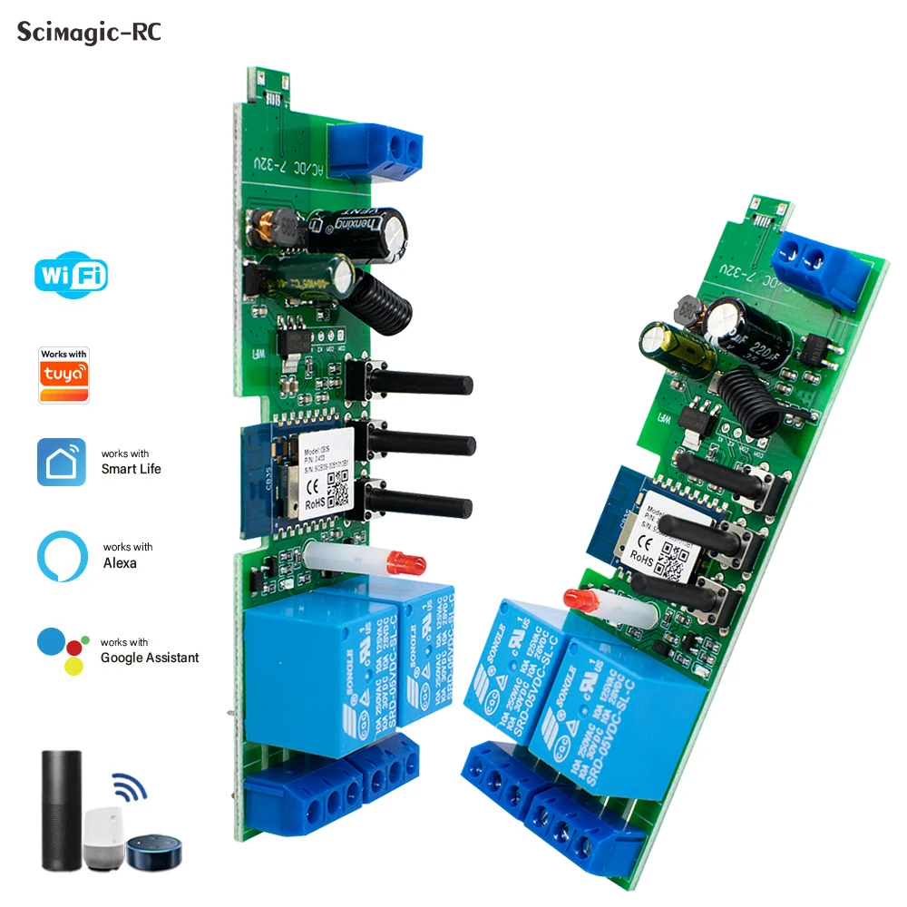 Tuya DIY 2-Kanal Smart Switch für Smart Life Timing, drahtlose Steuerung, Relais-Automatisierung, RF433, kompatibel mit Alexa und Google Home