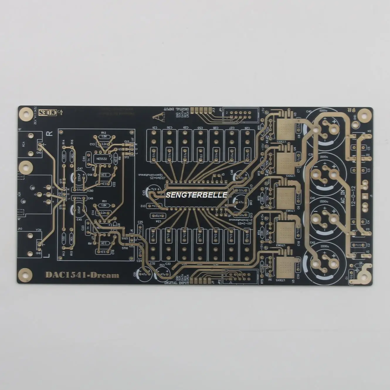 HiFi 1PC TDA1541 Stereo Auido Decoder Bare Board Gold Plate PCB Coaxial Optical USB DAC