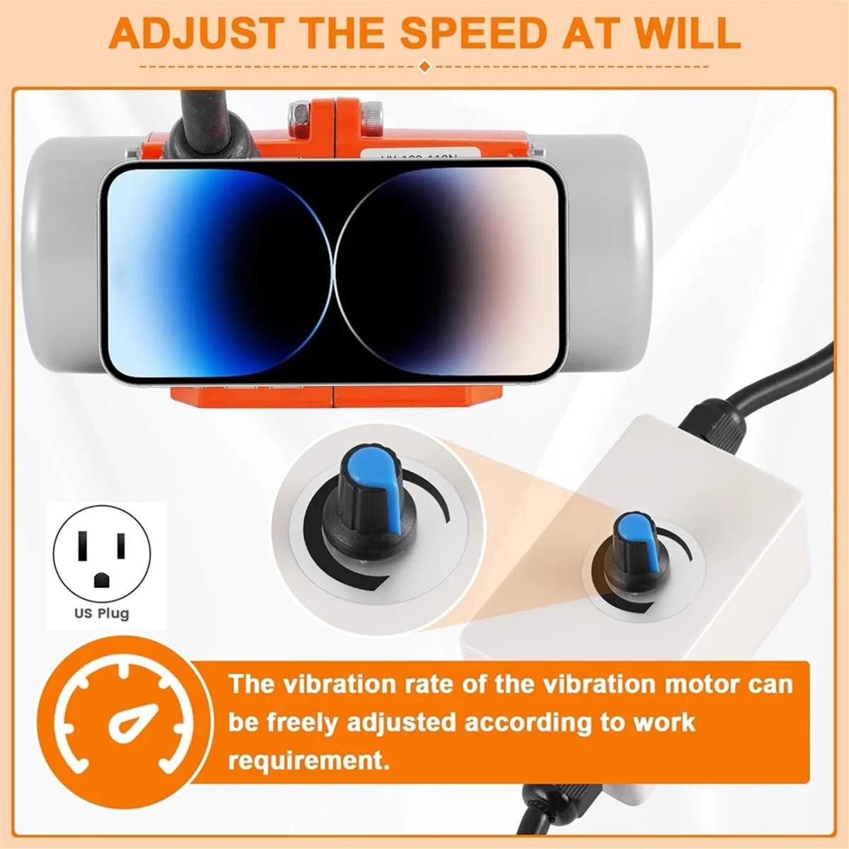 محرك اهتزاز الخرسانة A76K، محرك خرسانة أحادي الطور يعمل بالتيار المتردد 110 فولت 3600 دورة في الدقيقة مع وحدة تحكم في السرعة، لطاولة شاكر قابس الولايات المتحدة #6