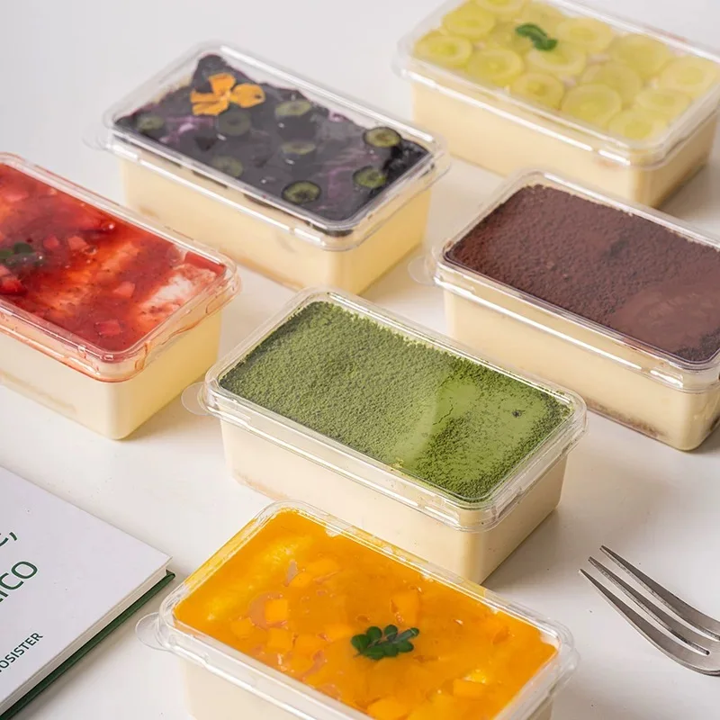 Caja de Embalaje para Tiramisú, Caja Transparente Desechable para Pastel Mille-Feuille, Caja de Embalaje para Postres de Leche de Soya, Repostería Casera 280ml 20 Piezas
