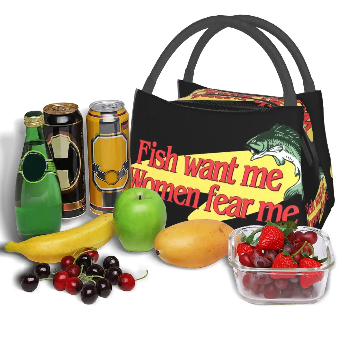 Fish Want Me Women Fear Me Portable insulation bag for Cooler Food Office Pinic Container
