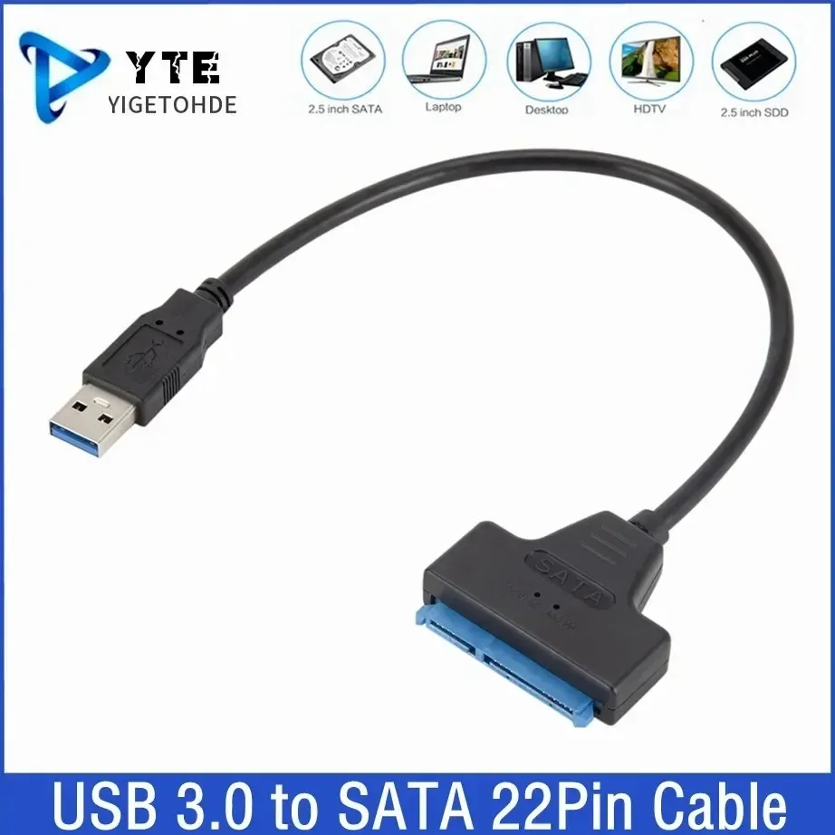 Adaptador USB 3,0 a SATA, Cable Sata a USB 3,0 de hasta 6 Gbps, compatible con disco duro externo HDD SSD de 2,5 pulgadas, Cable Sata III de 22 pines