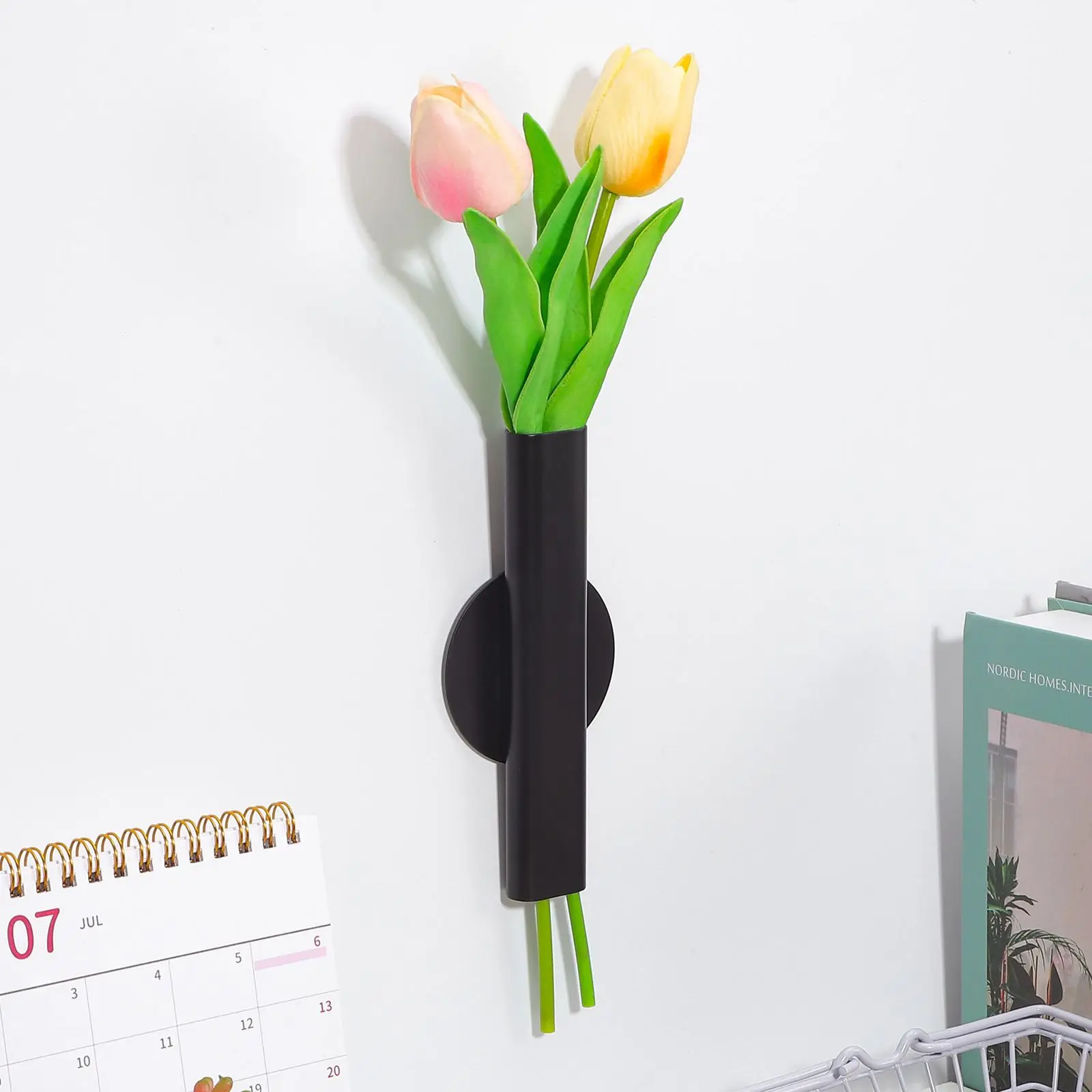 2Pcs Vases Tube Flowerpot Flowers Metal Vase Wall Flower Metal Tube Decor Flower Vase Wall Hanging Planter Home Decor