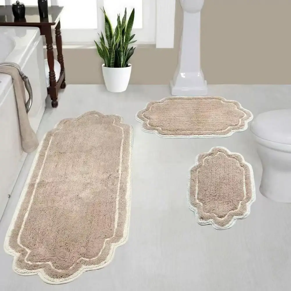 Anti-slip Bath Rug Sink Area Floor Mat Soft Absorbent Bathroom Rug Plush Non-slip Floor Mat Quick Dry Machine Washable for Tub
