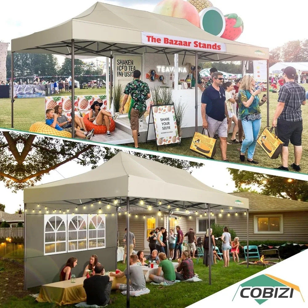 COBIZI 10x20 Up Canopy Tent Heavy Duty with 6 Removable Sidewalls, Commercial Heavy Duty Up Tent for Parties All