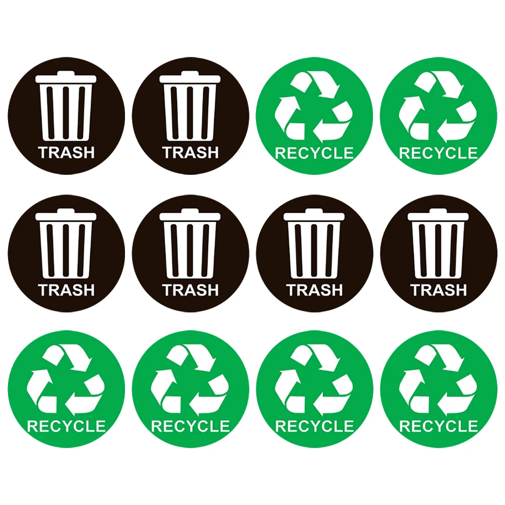 2 Bags Garbage Sorting Stickers Bin Waterproof Recycling Rubbish Can Classification Labels Trash Recycle Sign