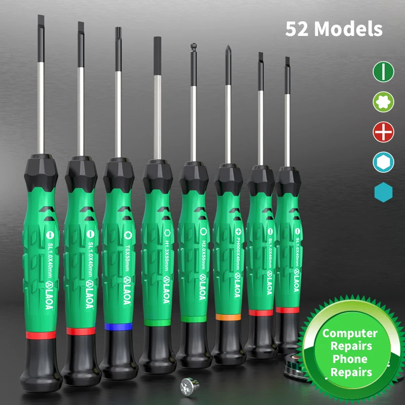 LAOA 1pc Mini Phillip Screwdriver With Magnetism Multi Functional Slotted Screwdrivers 58HRC Alloy Steel