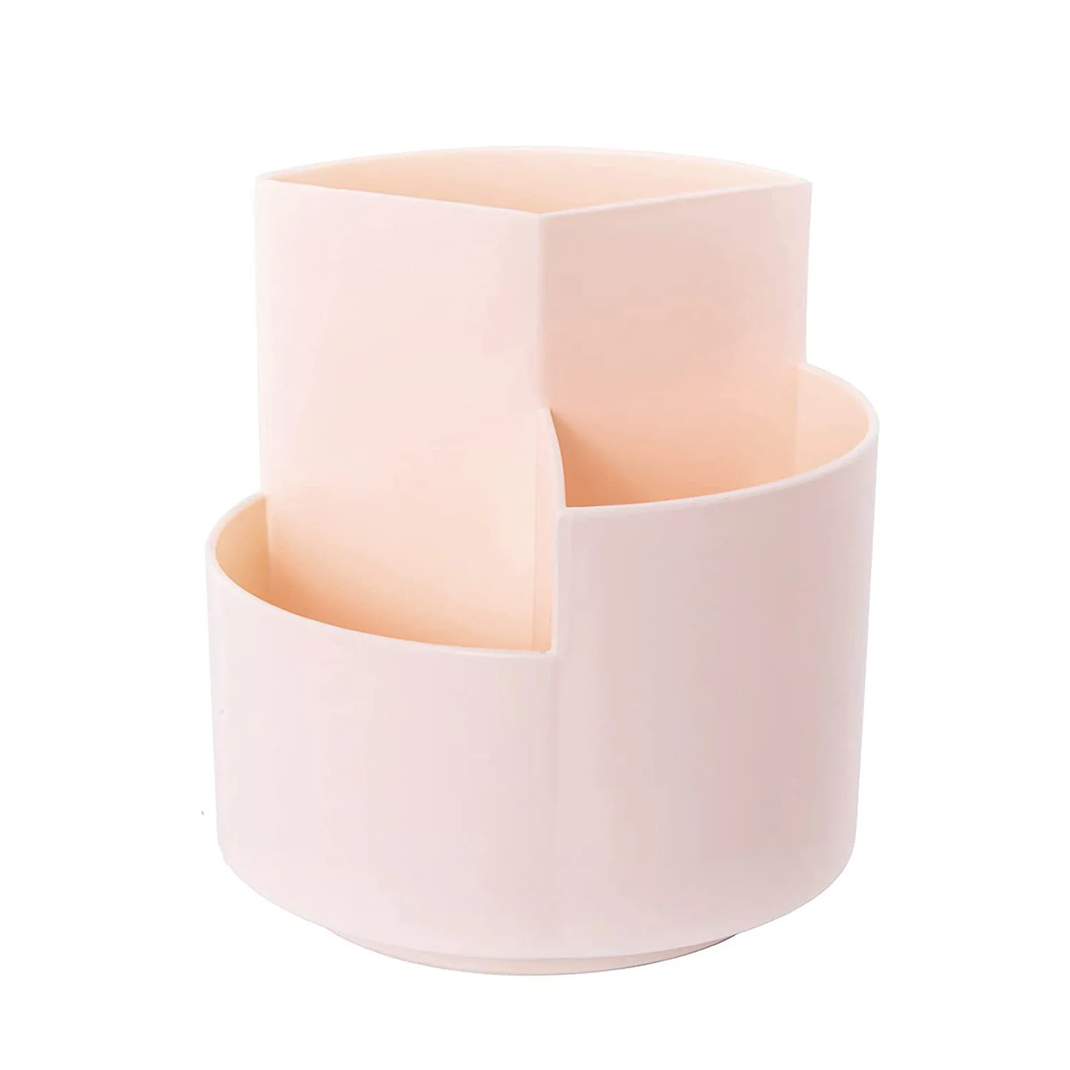 ที่ใส่ปากกาแบบหมุนได้อเนกประสงค์3ช่องสำหรับใส่ปากกาเครื่องเขียนถ้วยดินสอแบบหมุนได้อุปกรณ์จัดระเบียบปากกาสำหรับสำนักงานบ้านสีชมพู