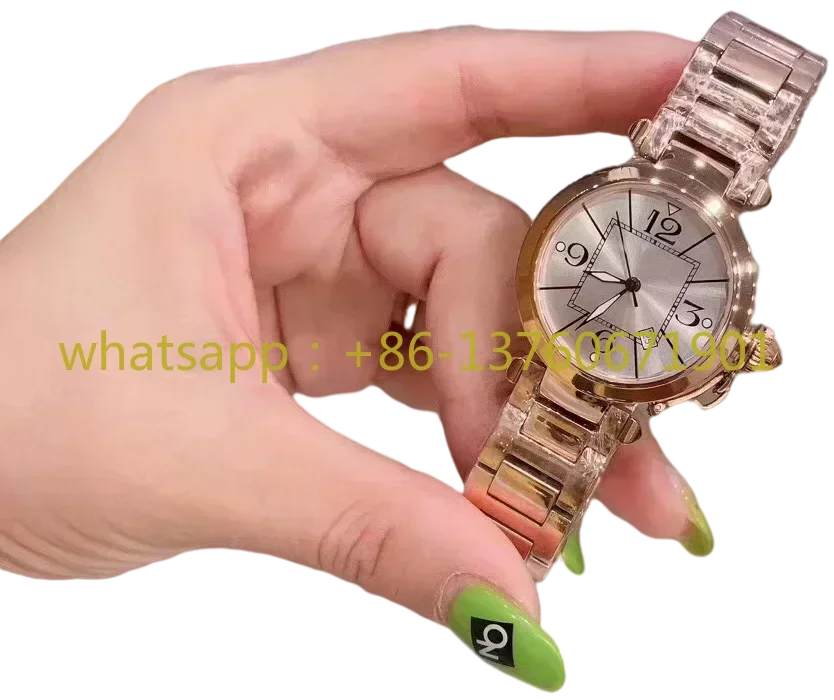 Reloj de pulsera de acero inoxidable para mujer, de alta calidad, oro rosa, plata y blanco, cristal de zafiro a la moda