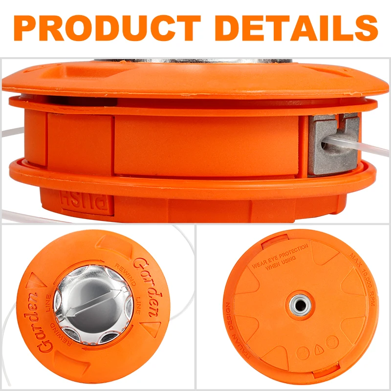 XCAN M10 Aluminum Nylon Brush Mower Bump Spool Grass Trimmer 2 Lines Cutter Head Thread Line String Saw Grass Brush Mower