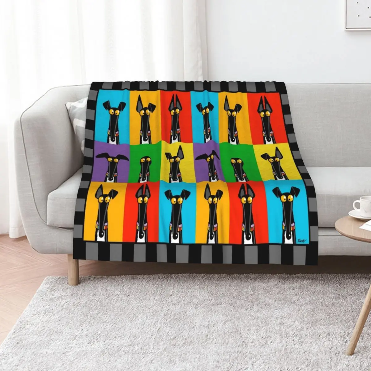 Greyhound Semaphore with border Throw Blanket Softest Bed linens Thin Flannel for sofa Blankets