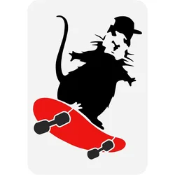 Banksy Skateboard Rat Stencil 8.3x11.7inch Reusable Banksy Theme Painting Template DIY Banksy Mouse Drawing Stencil Animal