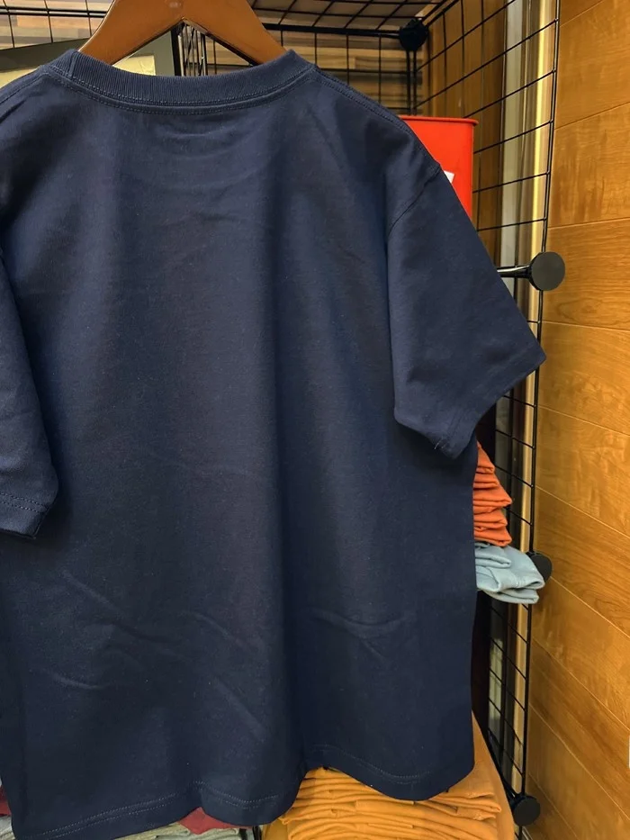 Vintage Baumwoll-T-Shirt für Herren mit Retro-Buchstaben-Print, schweres Sommer-T-Shirt mit Rundhalsausschnitt und geradem Schnitt