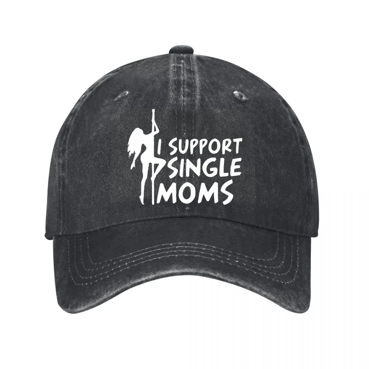 I Support Single Moms Pole Dancer Silhouette Washed Baseball Cap Outdoor Hat