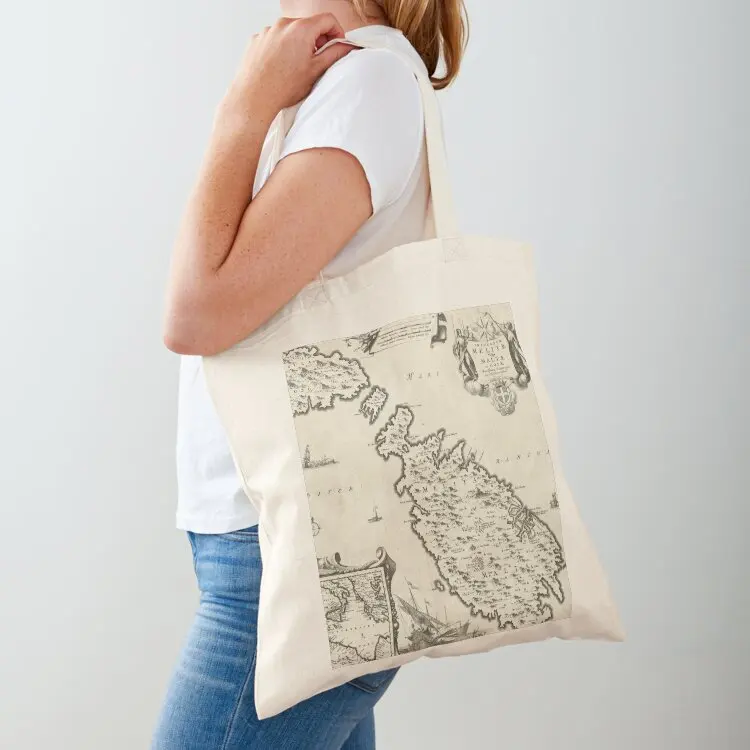 

Vintage Malta Map (1698) Tote Bag tote bags aesthetic Handbags Women's beach bags bags luxury women