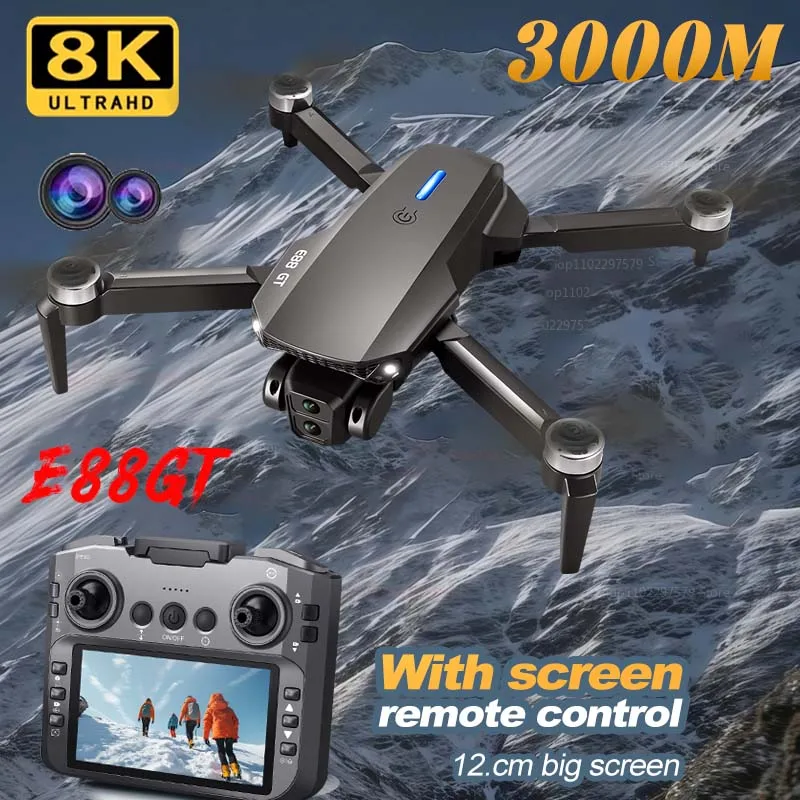 

New E88GT Brushless Drone Dual HD Cameras WiFi FPV Foldable Arms Night Navigation Light Remote Control RC Quadcopter Photography