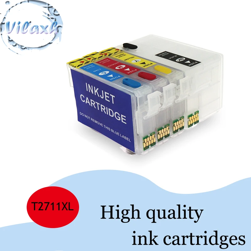 Vilaxh 27xl 27 T2711 Refillable Ink Cartridge For Epson WorkForce WF- 7720DTWF 7715DWF 7710DWF 7620DTWF 7610DWF 7210DTW 7110DTW