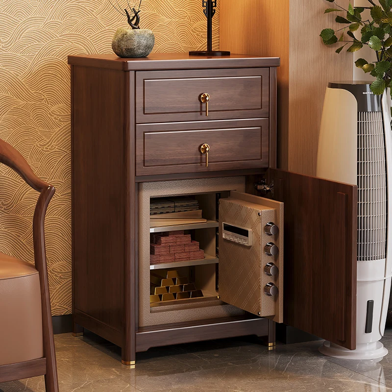 Solid wood bedside table, safe, integrated anti-theft safe, household small locker