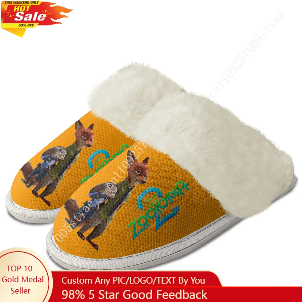 

Плюшевые тапочки Disney Nick Wilde, теплые домашние тапочки для мужчин и женщин, легкие теплые тапочки для спальни, индивидуальные тапочки из хлопка