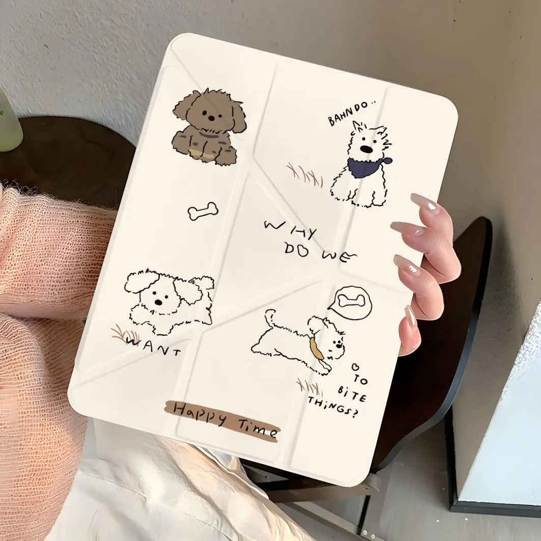 

White Puppy Y-Fold Flip Back Cover For iPad Air 11 Case iPad 10th 11th A16 9th Cover for iPad Pro 11 10.9in 13 M4 M5 2025