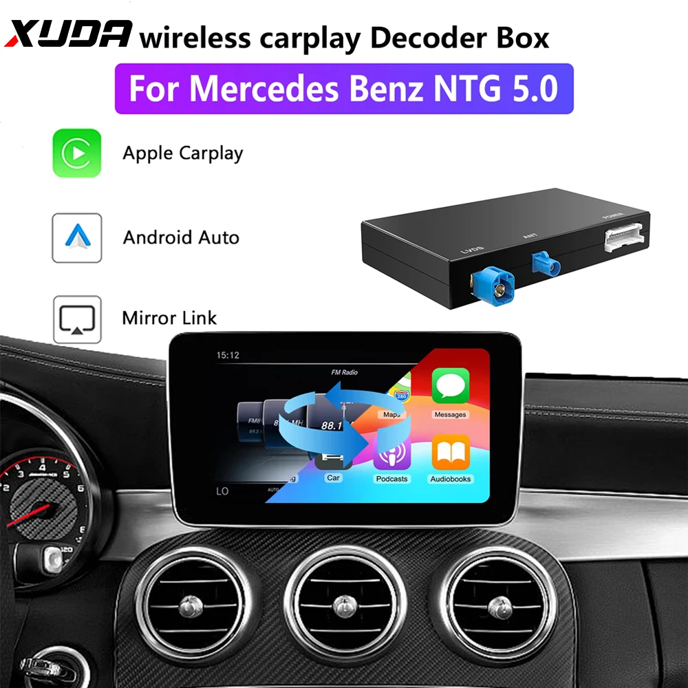XUDA Wireless CarPlay Android Auto Retrofit Kit Decoder Box für Mercedes Benz W176 W246 W218 C117