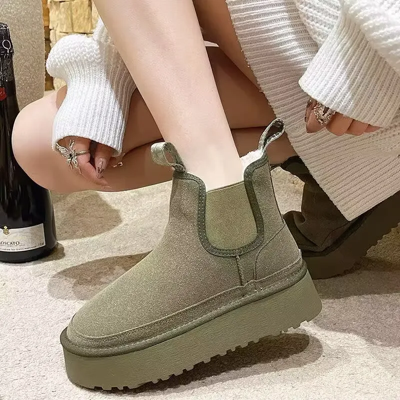 2024 Women's Snow Boots With Fleece Thick Sole Fur One Comfortable Warm Casual Non-Slip Cotton Shoes In A Variety Of Colors