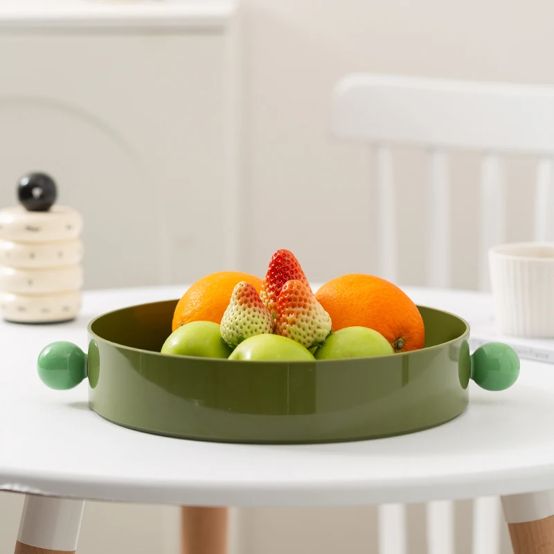 【Epeiushome】 Dopamine Creative Fruit Plate Candy Plate Desktop Tray Snacks Household Ceramic Ball Storage Plate