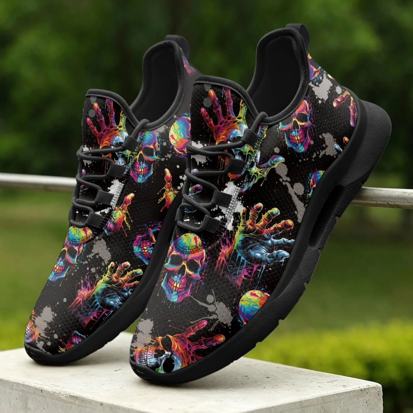 XIXIRIMIDO Women's Lace-up Casual Shoe Nurse Shoes Women's Sandals Men's Sneakers and Casual Shoes Tenis Feminino Rose Skull