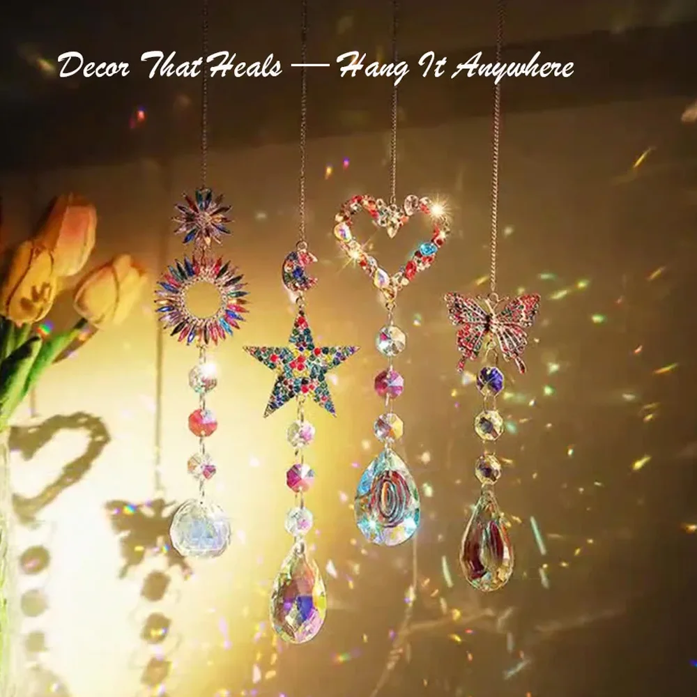 

1pcs Colorful Crystal Wind Chimes Suncatcher Rainbow Chimes Pendant Crystal Healing Home Accessories