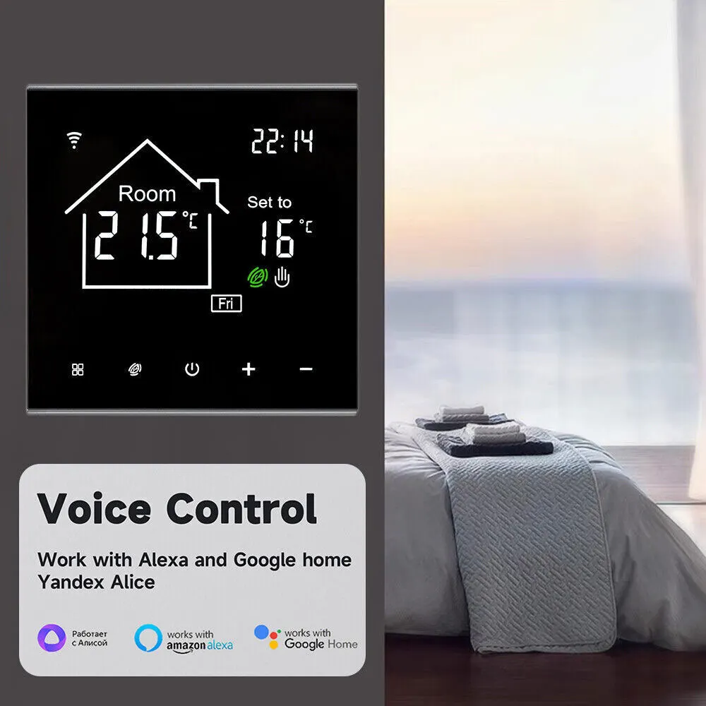 Imagem -03 - Termostato Programável Inteligente para Aquecimento de Piso Wi-fi Wireless Sensor de Quarto Controle Digital Água e Elétrica Caldeira a Gás