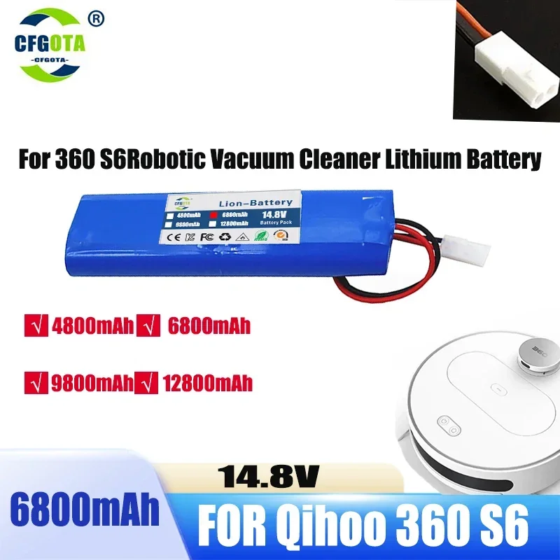 

14.8V 12800mAh Battery Pack for Qihoo .360 S6 .Robotic Vacuum Cleaner Spare Parts Accessories Replacement Batteries.