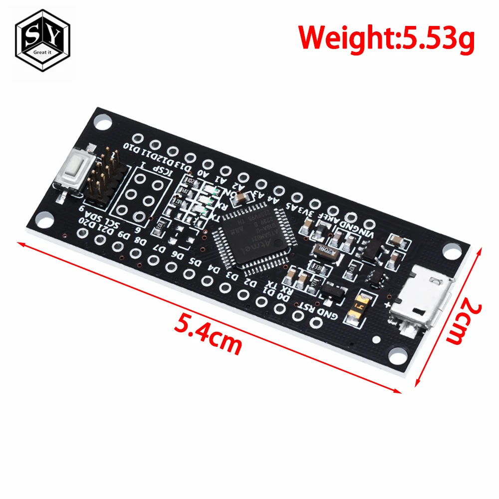 SAMD21 M0-Mini. 32-Bit ARM Cortex M0 Inti. Pin Unsoldered. Kompatibel dengan Arduino Nol Arduino M0. Bentuk Mini.
