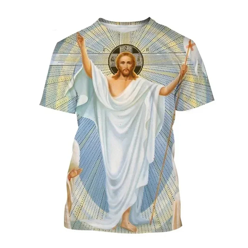 

New Summer Jesus Pattern 3D Print T-Shirts Men Women Fashion O-Neck Tshirt Short Sleeve Oversized Harajuku Tee Top Kid Clothing