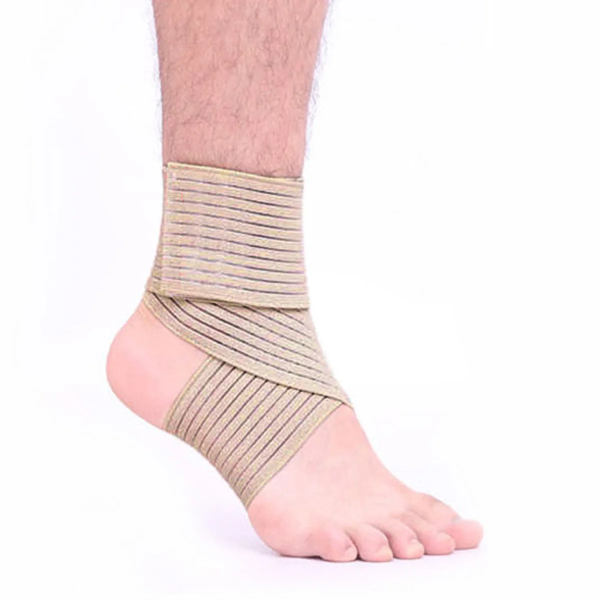 

Running Ankle Protective Breathable Elastic Ankle Wrist Elbow Support Wrap Brace for Exercise Sports (Beige)