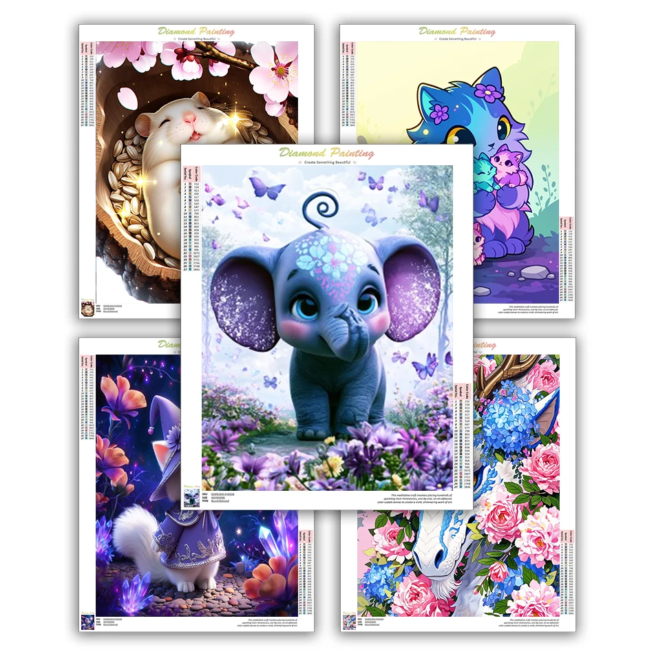 CHENISTORY 5D Diamond Painting For Beginner Animals Cross Stitch Kits Arts Craft Diamond Pictures To Make Rhinestones Diy Modern