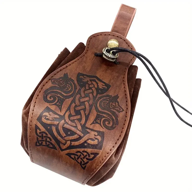 

1 Pcs Medieval Faux Leather Pouch Pu Leather Medieval Belt Pouch Portable Drawstring Dice Pouch Vintage Medieval Belt Bag