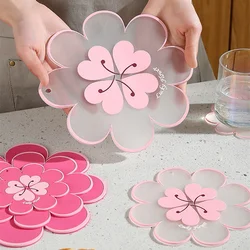 Silicone Placemat Pink Flower Table Decoration & Accessories Heat Insulation Mat Korean Dining Plate Coaster Pot Mat Table Props