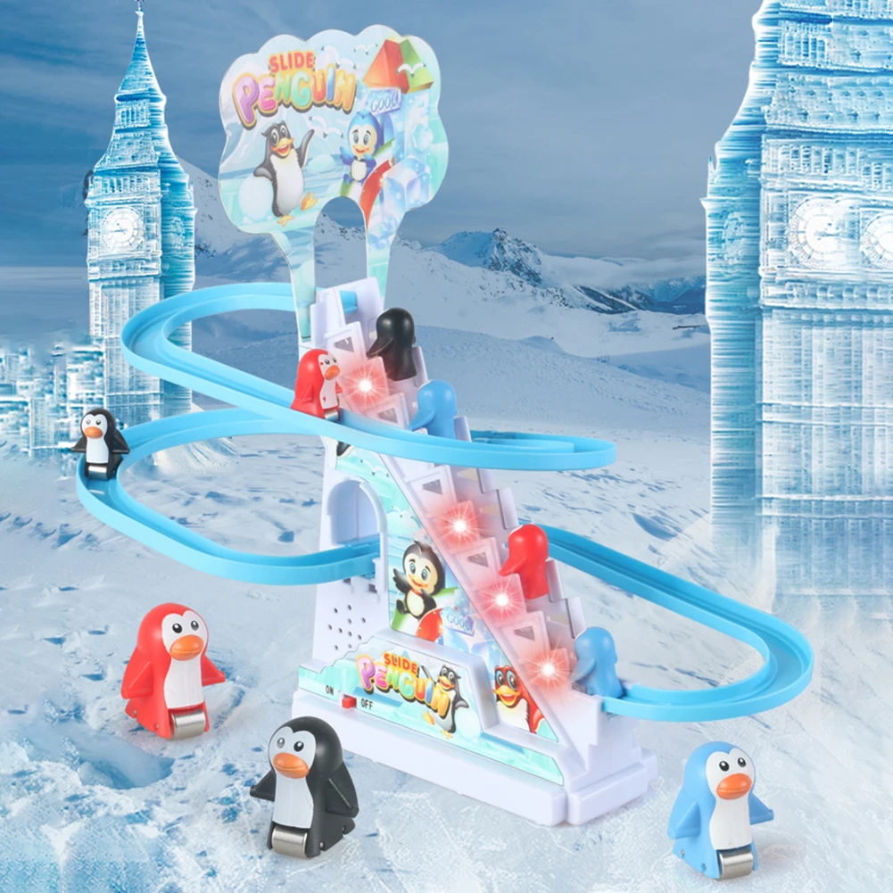 Jouets d'escalade de petit pingouin, conception d'assemblage, jouet d'escalier de dinosaure électrique, exercice d'éducation précoce, compétences pratiques pour enfants