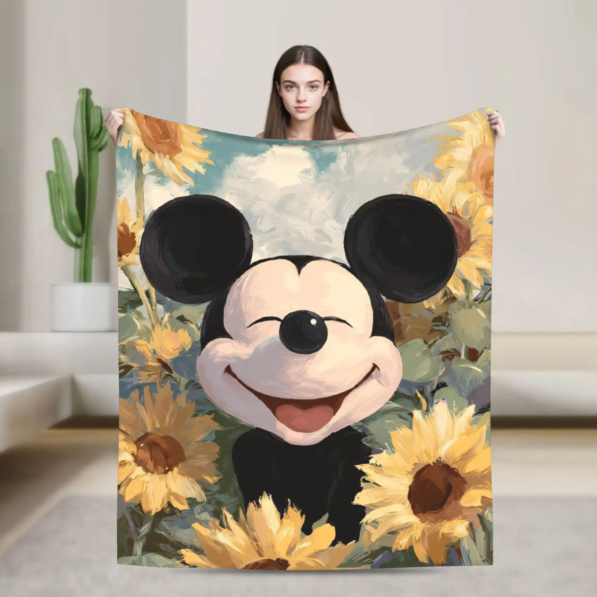 

Mickey Mouse Cartoon Throw Blanket for Couch Fuzzy Soft Plush Blanket 50x60 Inch Multi-size Bedspread for All Seasons