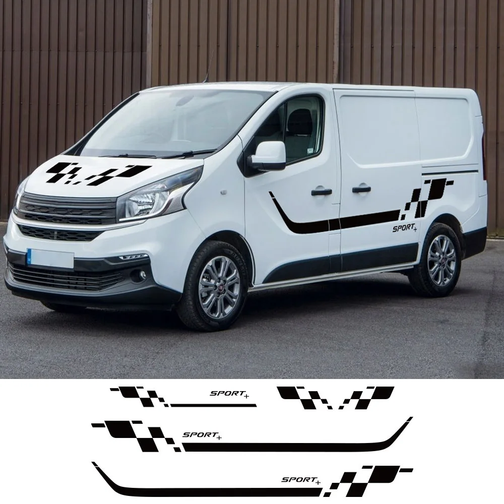 Car Stickers  Van Vinyl Decals For Renault Trafic Vauxhall Opel Vivaro Fiat Talento Nissan NV300 CamperTuning Accessories 4PCS