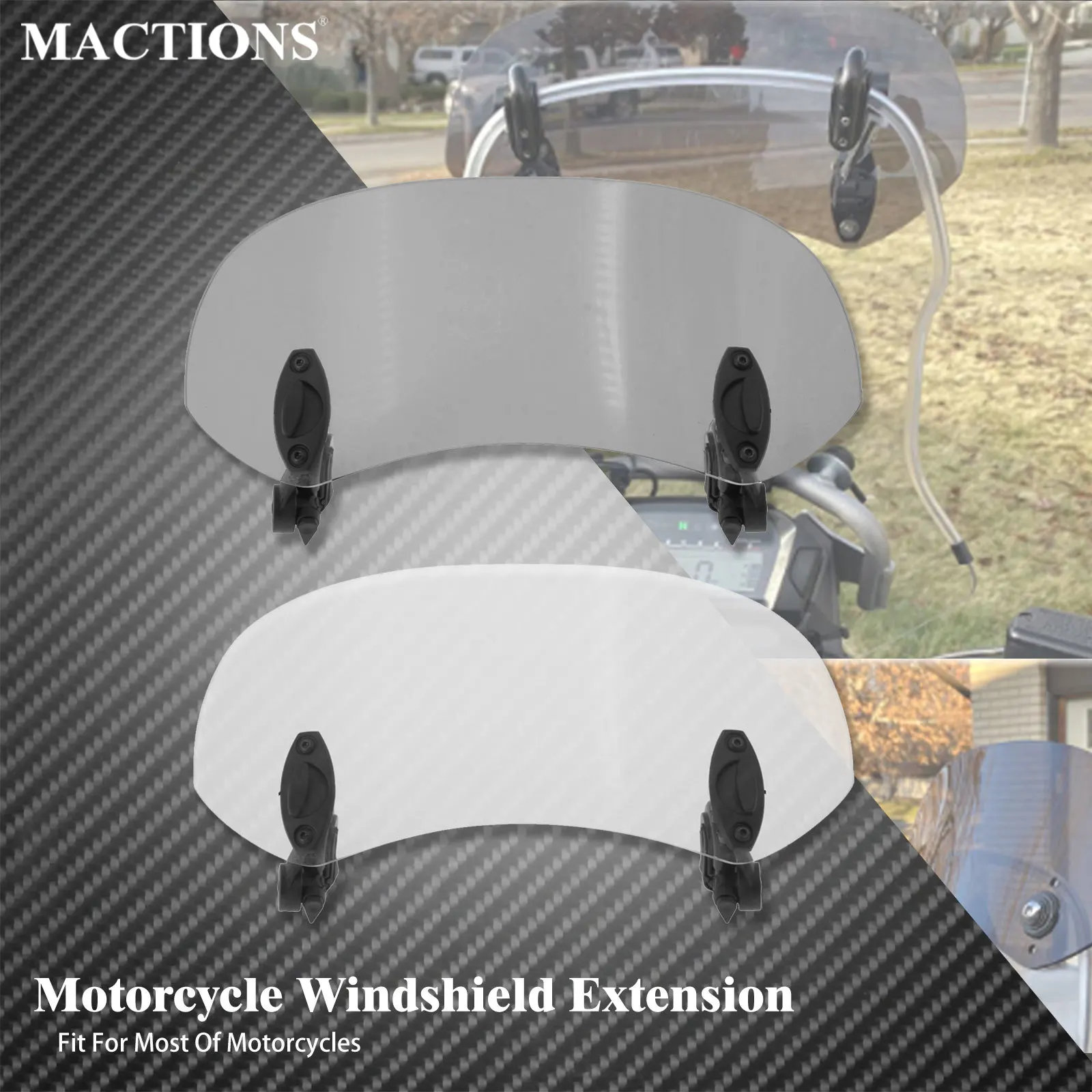 

Motorcycle Adjustable Windshield Universal Windscreen Extension Deflector Spoiler Clamp-On For Harley For BMW For Yamaha MT07 R1