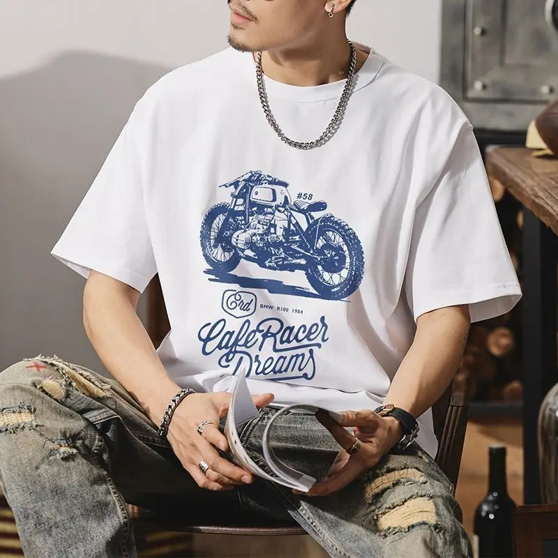 خمر فضفاض عادية قميص مطبوع ريترو الصيف قمصان قصيرة الأكمام ONeck 100% القطن المحملة الشارع الشهير الملابس تي شيرتات عجيبة #3