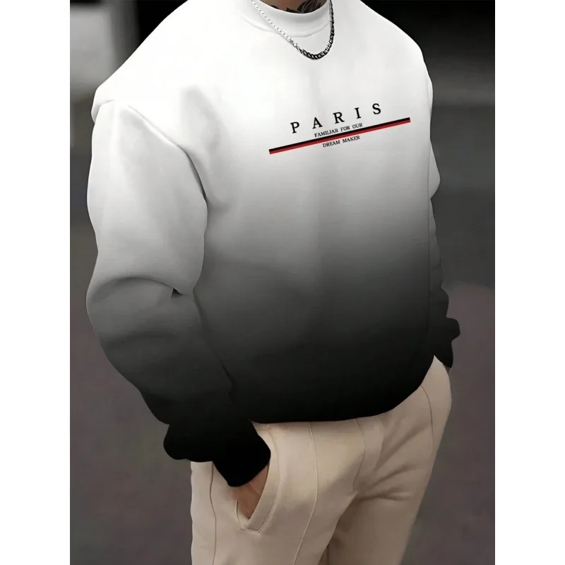 

Men's Printed Sweatshirt B 25705 Comfortable Unisex Crew Neck Long Sleeve T-Shirt Fashionable Streetwear for Spring