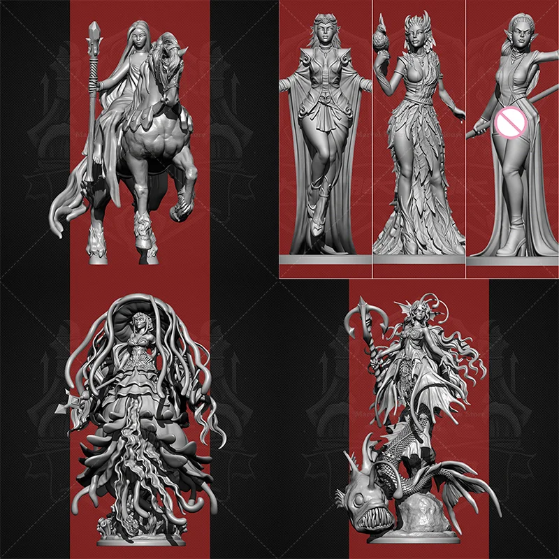 

Height About 75MM 54MM DIY Self-assembled GK 3D Resin Un-panited Doll White Model Force of Nature Lake Fairy The Deep Sea Witch