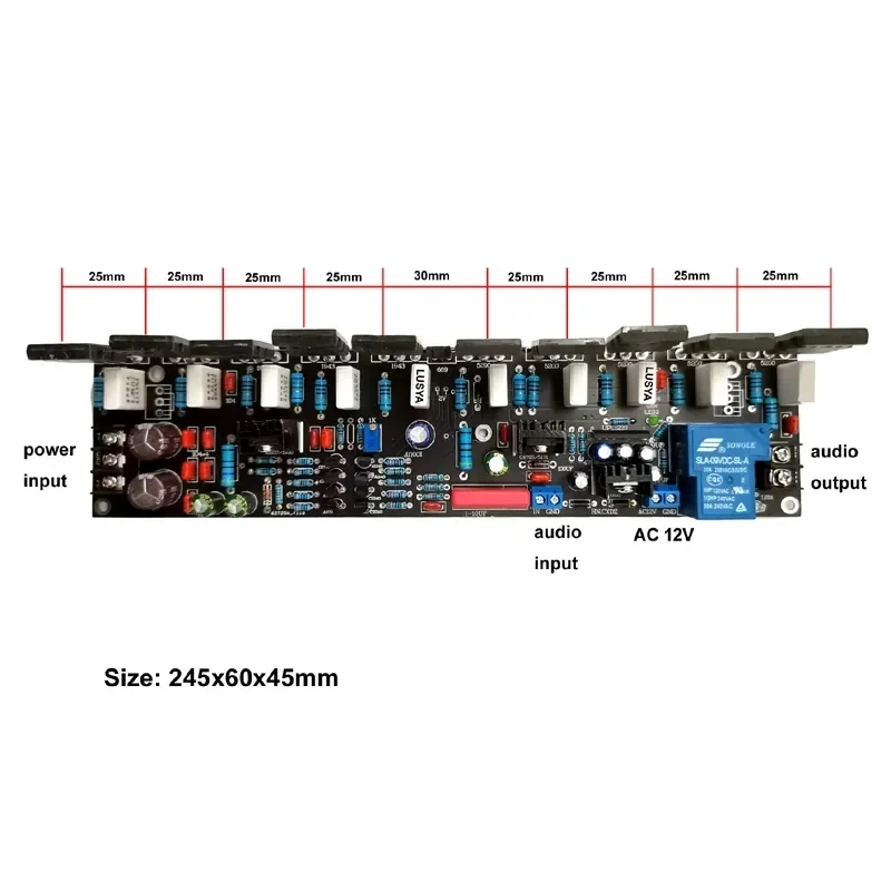 Version améliorée Mono 500W Tube 2SC5200 + 2SA1943 20V-90V HIFI carte amplificateur Audio haute puissance + protection des haut-parleurs